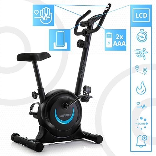 ZIPRO Ergometer Heimtrainer Fahrrad mit 8-Stufigem Magnetwiderstand, Smartphone-Halter, LCD-Monitor, Verstellbarem Sattel, Hometrainer Fahrrad für Cardiotraining zu Hause, Leichtes Fitnessbike