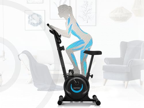 ZIPRO Ergometer Heimtrainer Fahrrad mit 8-Stufigem Magnetwiderstand, Smartphone-Halter, LCD-Monitor, Verstellbarem Sattel, Hometrainer Fahrrad für Cardiotraining zu Hause, Leichtes Fitnessbike