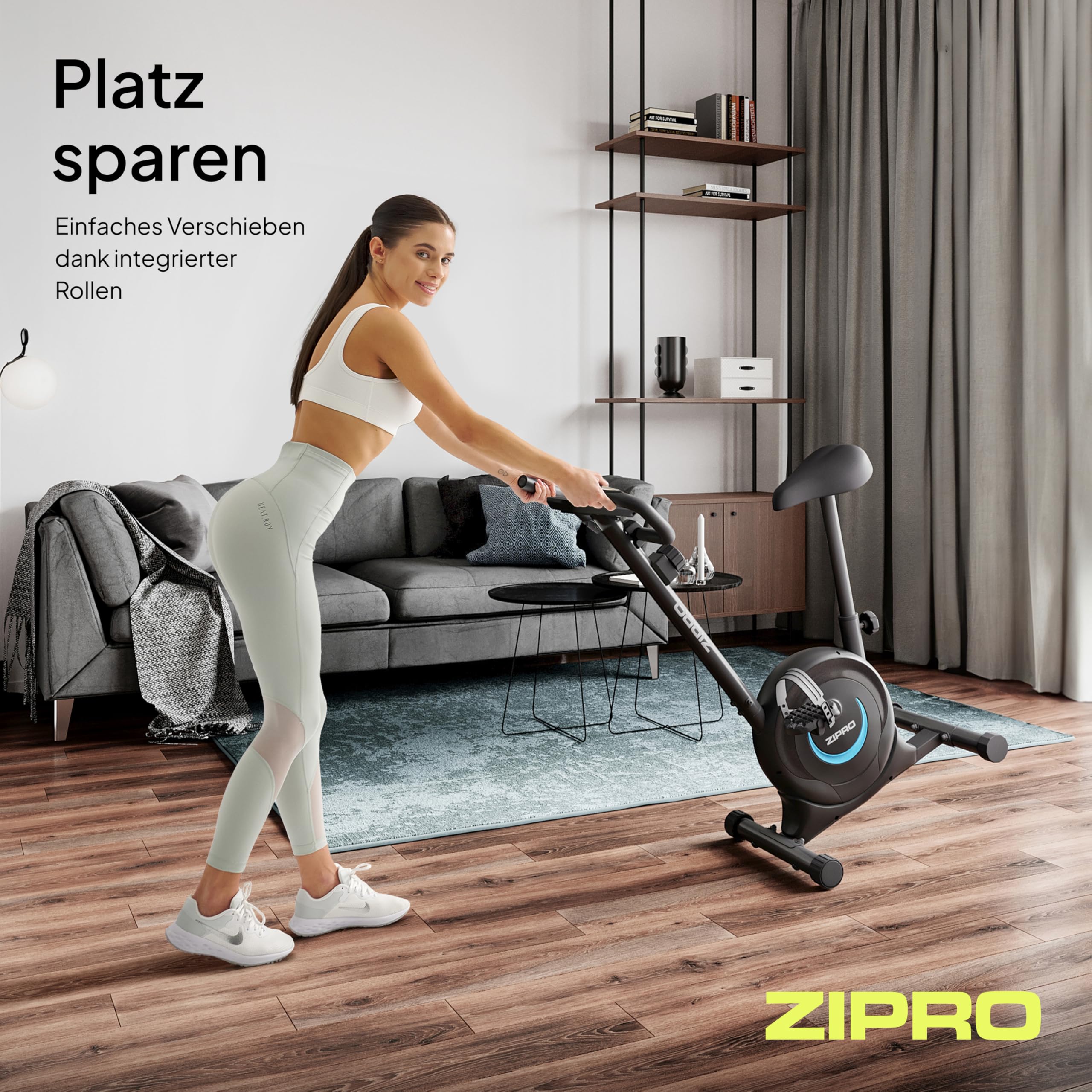 ZIPRO Ergometer Heimtrainer Fahrrad mit 8-Stufigem Magnetwiderstand, Smartphone-Halter, LCD-Monitor, Verstellbarem Sattel, Hometrainer Fahrrad für Cardiotraining zu Hause, Leichtes Fitnessbike